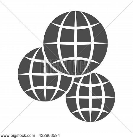 Three Globes, Multicultural, Worldwide Solid Icon, International Concept, Exchange Vector Sign On Wh