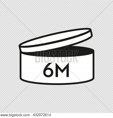 Pao Vector Icon 6 Month. Period After Opening Symbols. Can With Open Cap With Expiration Period In M