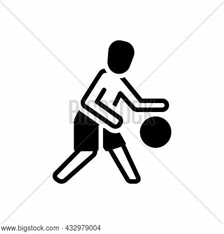 Black Solid Icon For Player Sportsman Gamester Athlete Footballer Competitor Football Play Ball