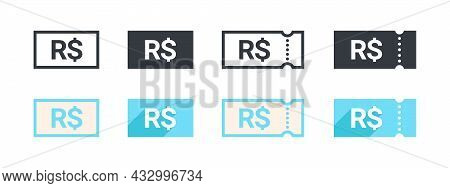 Money Sign Brazil's Real. Coupon Brazil's Real. Sign Of Payment By The Brazil's Real. Vector Illustr