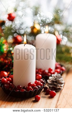 Christmas decorations with a candles