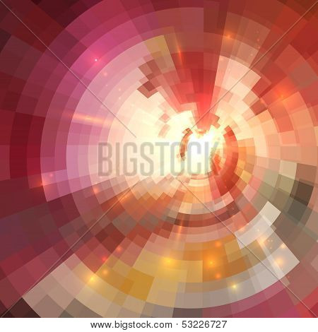 Abstract red shining circle tunnel background
