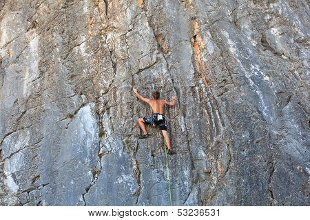 Climber On Sistiana Rock, Trieste