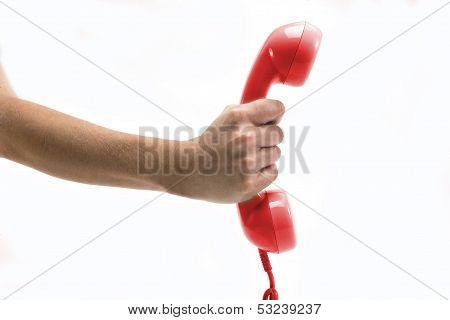 Red telephone receiver