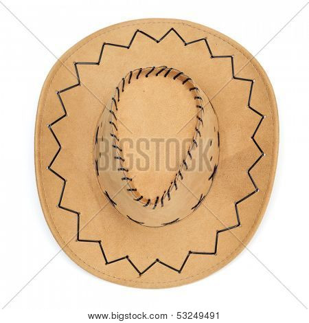 a leatherette cowboy hat on a white background