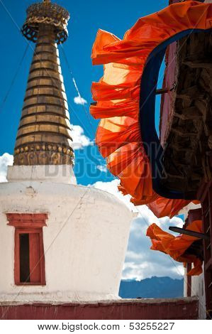 Buddhist stupa ( chorten ) over blue sky