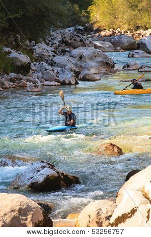 Kayaking On The Soca River, Slovenia