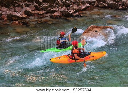 Kayaking On The Soca River, Slovenia