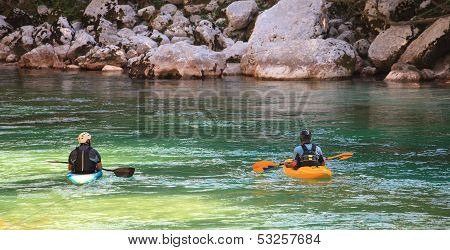 Kayaking On The Soca River, Slovenia