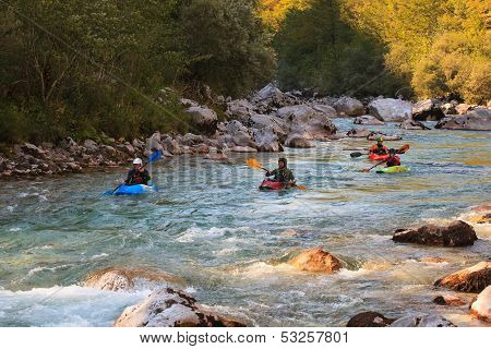 Kayaking On The Soca River, Slovenia