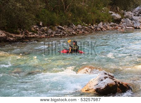 Kayaking On The Soca River, Slovenia