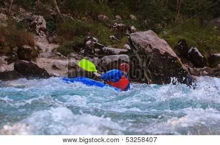 Kayaking On The Soca River, Slovenia