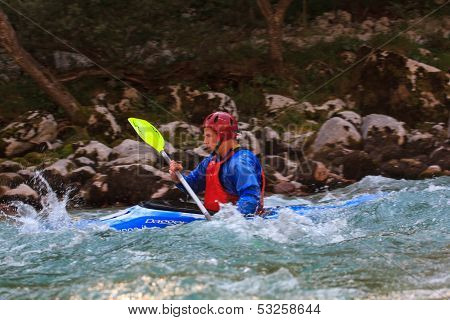 Kayaking On The Soca River, Slovenia