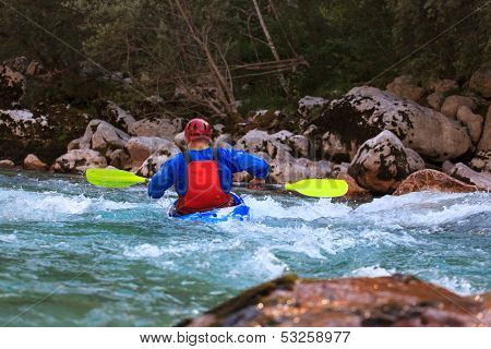 Kayaking On The Soca River, Slovenia