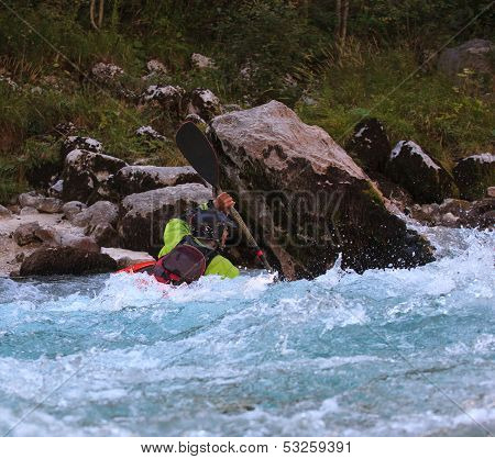 Kayaking On The Soca River, Slovenia