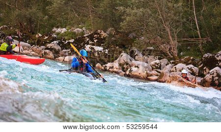 Kayaking On The Soca River, Slovenia