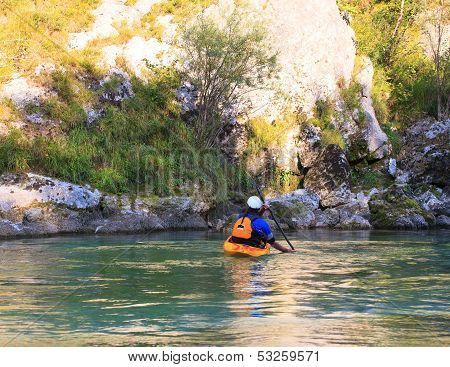 Kayaking On The Soca River, Slovenia