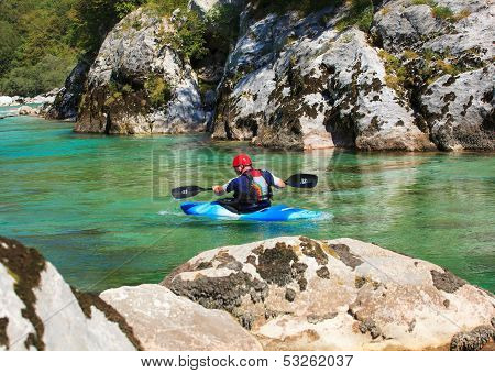Kayaking On The Soca River, Slovenia