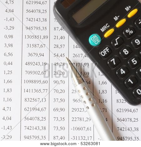 Chart With Calculator And Pen