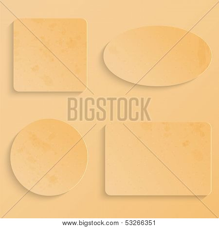 Beige Paper Sheets Of Different Shapes.grunge Design.geometric Figures From Cardboard.vector