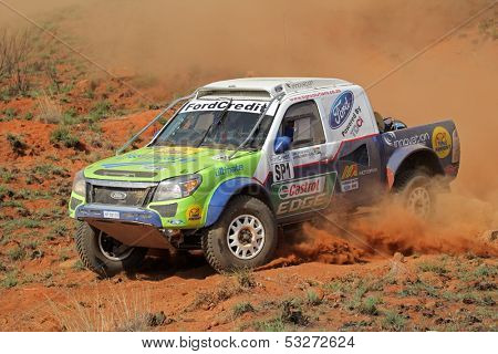 BLOEMFONTEIN, SOUTH AFRICA - OCTOBER 15: Chris Visser & Japie Badenhorst in their Ford Ranger in action during a South African off road championship event, Bloemfontein, South Africa, 15 October 2011
