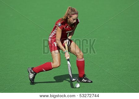 BLOEMFONTEIN, SOUTH AFRICA - FEBRUARY 8: N Nelen of Belgium in action during a womens field hockey match between South Africa and Belgium, Bloemfontein, South Africa, 8 February 2011