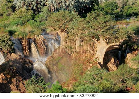 View of the Upupa falls in the Kunene river that forms the border between Namibia and Angola, southern Africa