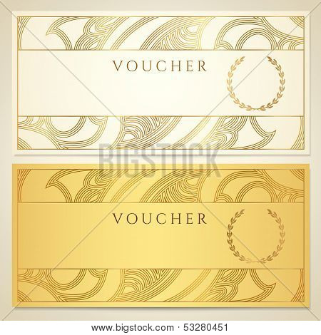 Gift certificate, Voucher, Coupon, Reward, Ticket template with scroll (swirl patt