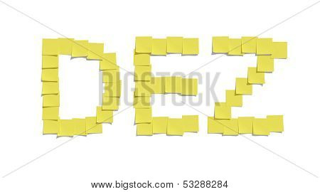Yellow memo notes illustrating DEZEMBER including clipping path