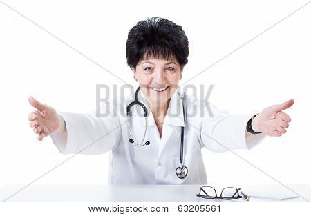 Welcoming And Happy Female Doctor