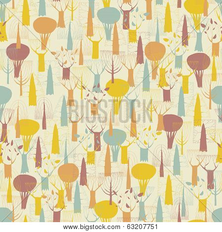 Trees Seamless Pattern In Colors
