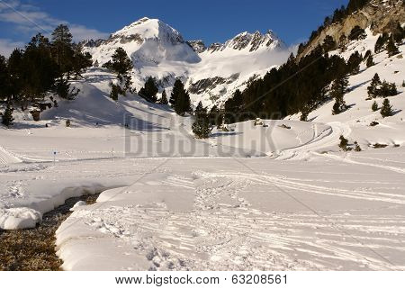 Panoramic View, South Side, Of Massif Of Maladeta In The Pyrenees