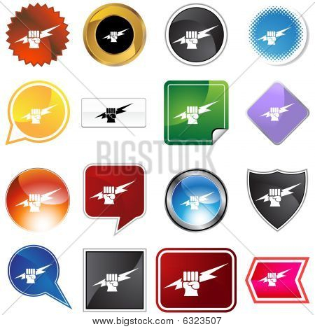 Lightning Fist Icon Set