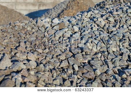 Piles of crushed stones