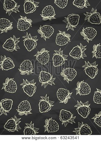 Black And White Vintage Wrapping Paper With Strawberries
