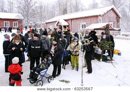UMEA, SWEDEN - DECEMBER 05. Christmas market at an old homestead on December 05, 2010 in Umea, Swede