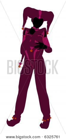 Tyttö Joker kuvitus siluetti