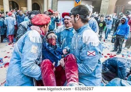 Flour War In Berga, Spain