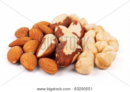 Nuts in the shape of heart isolated on a white background