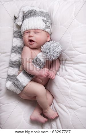 Sleepy Little Baby With Cap