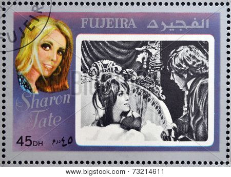 FUJEIRA - CIRCA 1972 : stamp printed in Fujeira shows actress Sharon Tate circa 1972