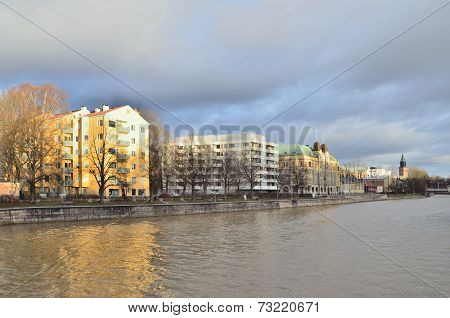 Turku, Finland. Aurajoki Riverside