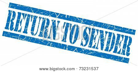 Return To Sender Blue Square Grunge Textured Isolated Stamp