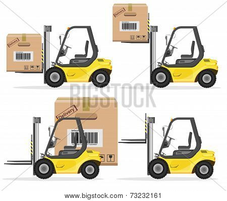 Loader with Box. Shipment Icons Set. Vector