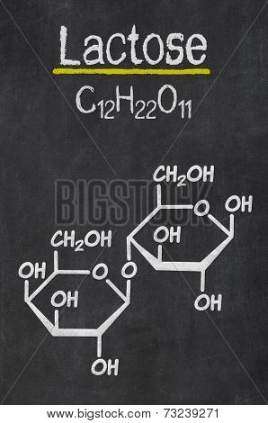 Blackboard with the chemical formula of Lactose