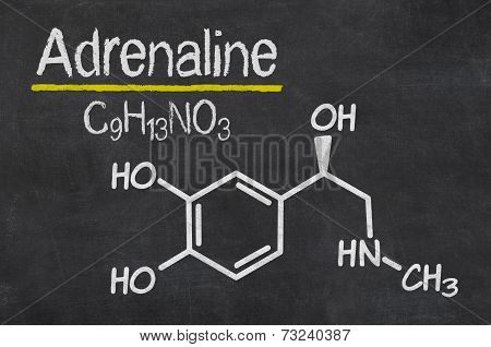 Blackboard with the chemical formula of Adrenaline