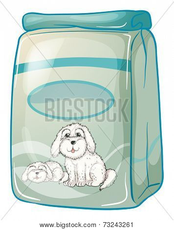 Illustration of a pack of dogfood on a white background