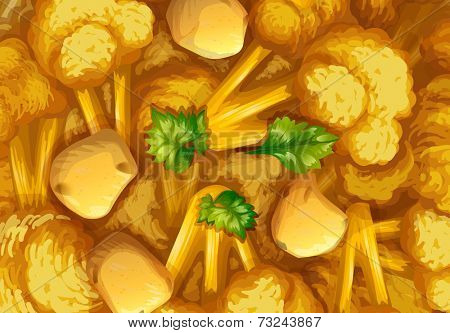 Illustration of a closeup of curry