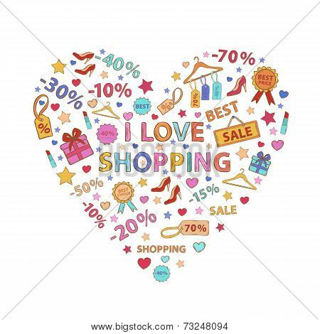 Shopping On White Background
