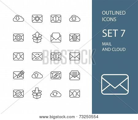 Outline icons thin flat design, modern line stroke style